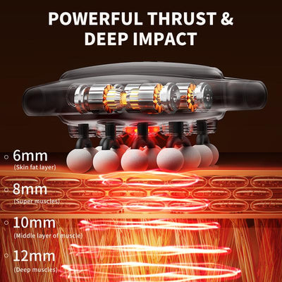 PulseSmith Pro 16-Head Deep Tissue Massage Gun | 30-Level Precision Recovery with Red-Light Therapy